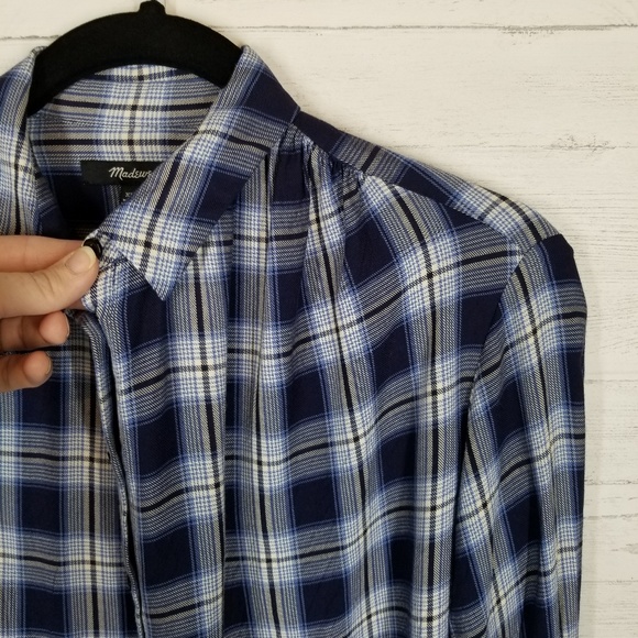 Madewell Central Plaid Top Transatlantic Blue XXS - Picture 8 of 8